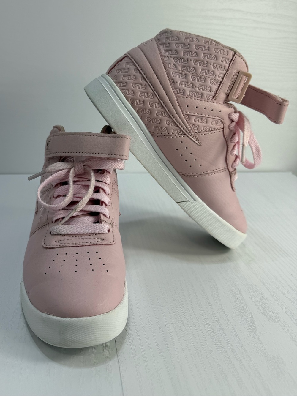 Fila Pink High-Top Sneakers with White Soles